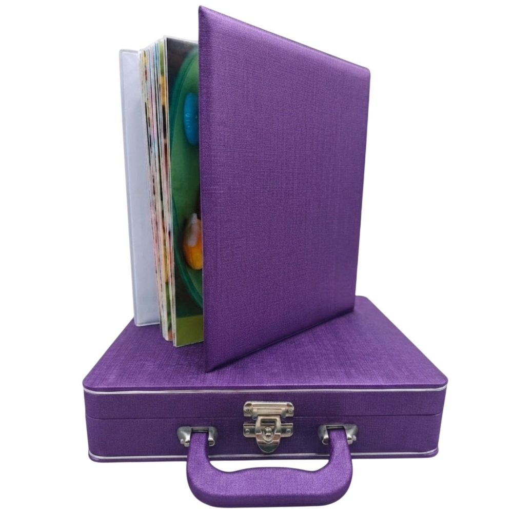 Estojo com Álbum 15x21 ou 20x25 Montável Roxo Linha Quality