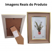 Porta Retrato 10x15 Luxo Dourado Textura Couro Bege