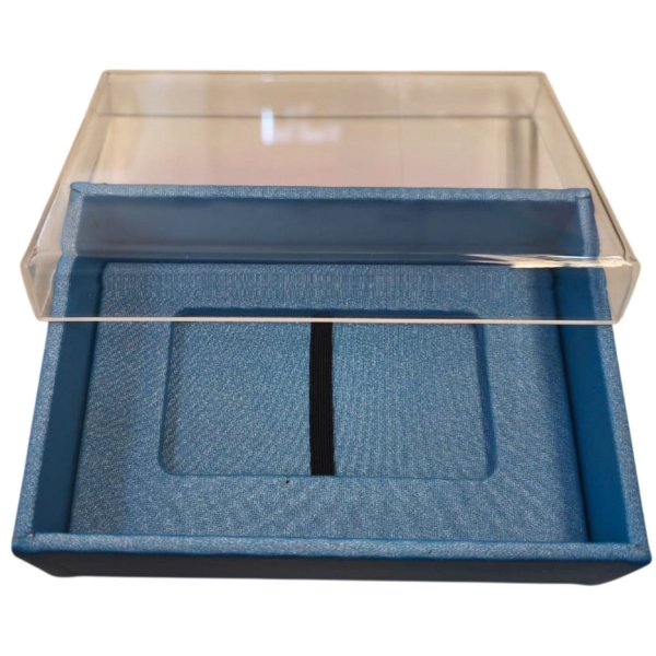 Caixa Porta Pendrive Premium Tampa Acrílica - Azul