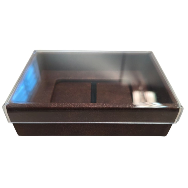 Caixa Porta Pendrive Premium Tampa Acrílica - Marrom