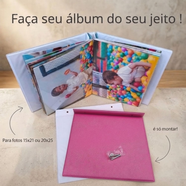 Estojo com Álbum 15x21 ou 20x25 Montável Pink Linha Quality