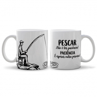 Caneca Copo Xícara Cerâmica Pescador Pesca Pescaria