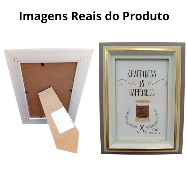 Porta Retrato 10x15 Moldura Dupla Amadeirado Escuro Dourado