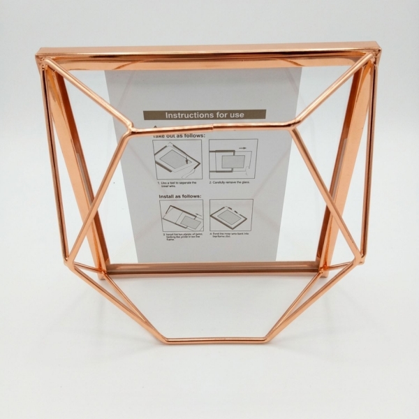 Porta Retrato Aramado Geométrico 15x15 - Rose gold
