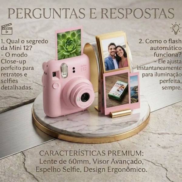 Câmera instantânea Fujifilm Instax Mini 12 - Rosa