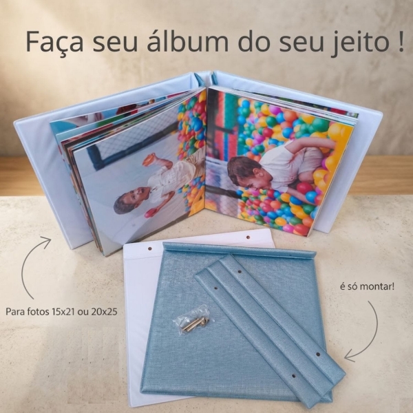 Estojo com Álbum 15x21 ou 20x25 Montável Azul Linha Quality