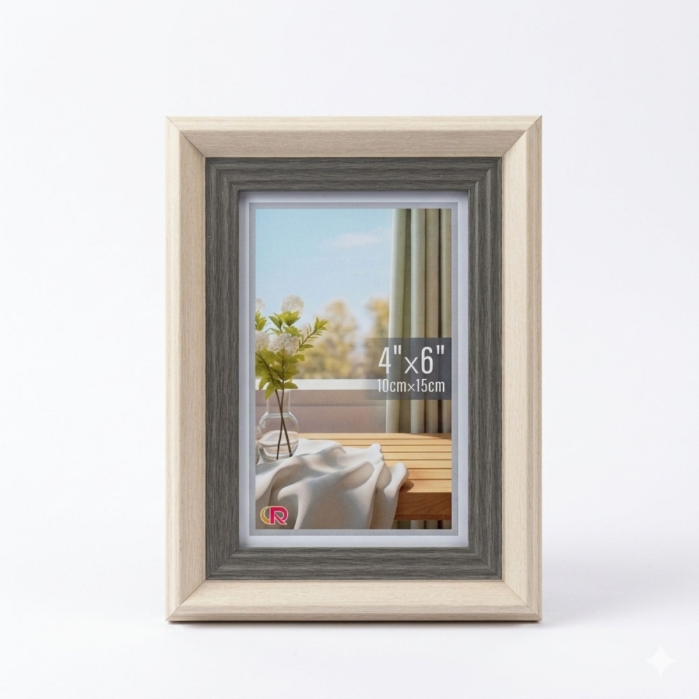 Porta Retrato de Mesa Duo Rustic 10x15cm - Acinzentada