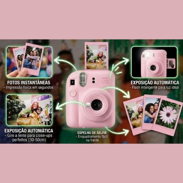 Câmera instantânea Fujifilm Instax Mini 12 - Rosa