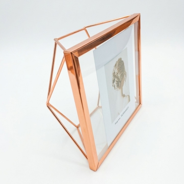 Porta Retrato Aramado Geométrico 15x15 - Rose gold