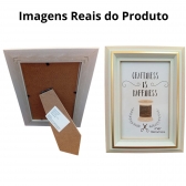 Porta Retrato Premium 10x15cm Madeira Clara Detalhe Dourado