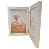 Porta Retrato Duplo Mesa Madeira 2 Fotos 10x15 Decorativo - Branco