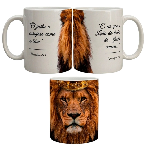 Caneca Leao de Juda Crista Jesus Golpel 325ml