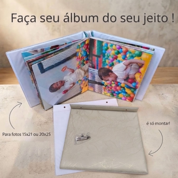 Estojo com Álbum 15x21 ou 20x25 Montável Bege Linha Quality