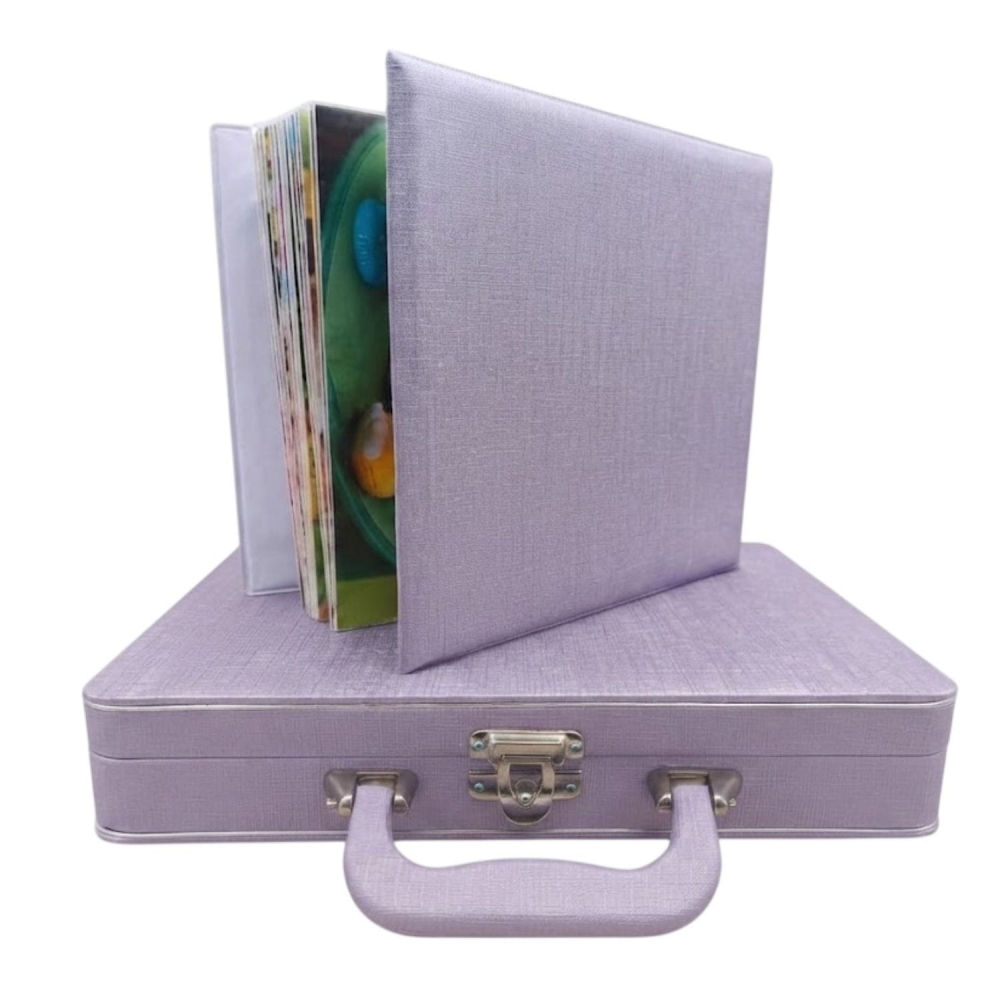 Estojo com Álbum 15x21 ou 20x25 Montável Lilas Linha Quality