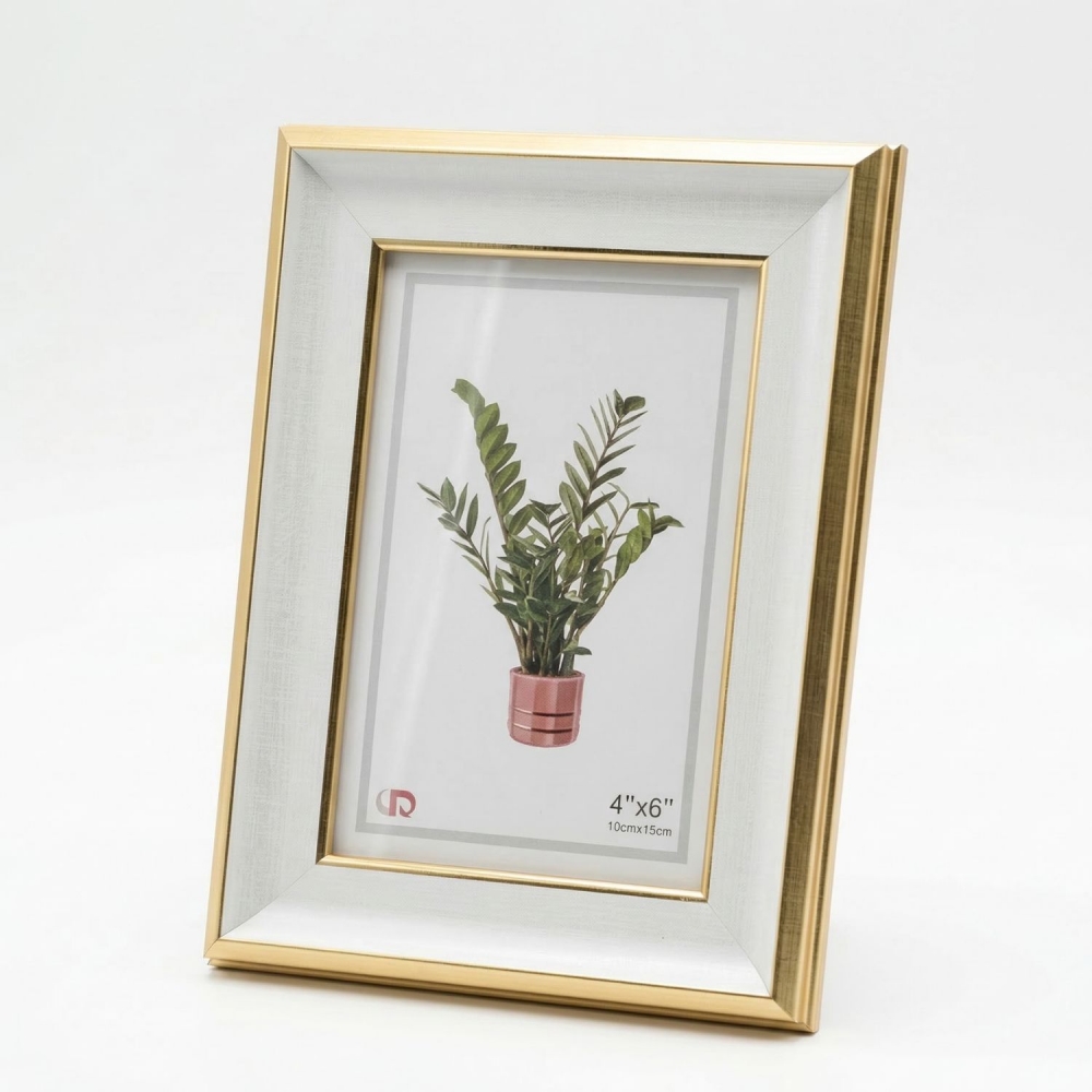 Porta-Retrato de Mesa Gold Elite 10x15 - Dourado com Branco