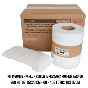 Papel Fotografico 15x20 Fuji Ask400 2 Rolos 200 ou 400 Fotos