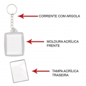 Chaveiro Para Foto 3x4 Acrílico Retangular 10 Unidades