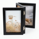 Porta Retrato Triplo Articulado Wood Trio 10x15 - Preto