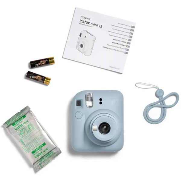 Kit Camera Instax Mini 12 com 10 fotos e Bolsa Exclusiva - Azul