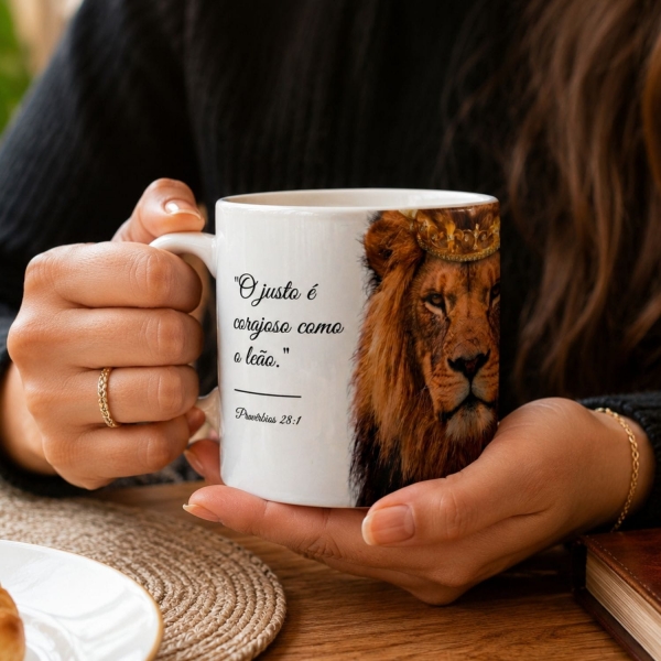 Caneca Leao de Juda Crista Jesus Golpel 325ml