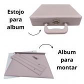 Estojo com Álbum 15x21 ou 20x25 Montável Rosa Linha Quality