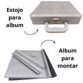 Estojo com Álbum 15x21 ou 20x25 Montável Prata Linha Quality