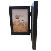 Porta Retrato Duplo Mesa Madeira 2 Fotos 10x15 Decorativo - Preto