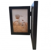 Porta Retrato Duplo Mesa Madeira 2 Fotos 10x15 Decorativo - Preto