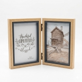 Porta-Retrato Duplo Articulado Pinus madeira natural MDF