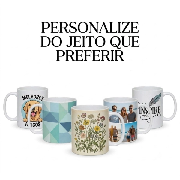 Caneca de Cerâmica Branca Lisa para Sublimação 325ml