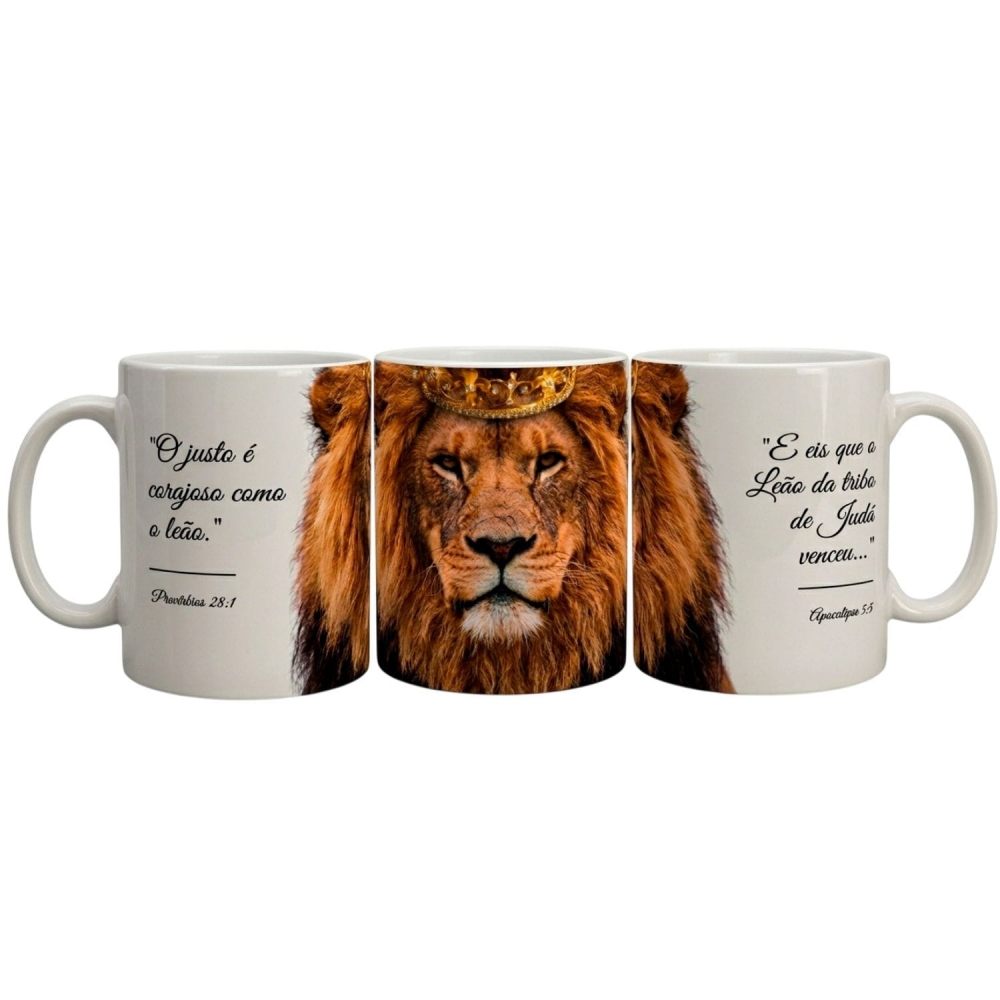 Caneca Leao de Juda Crista Jesus Golpel 325ml