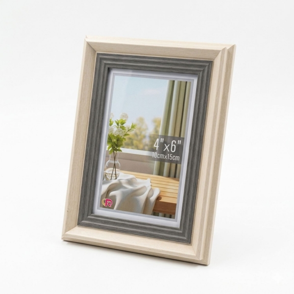 Porta Retrato de Mesa Duo Rustic 10x15cm - Acinzentada