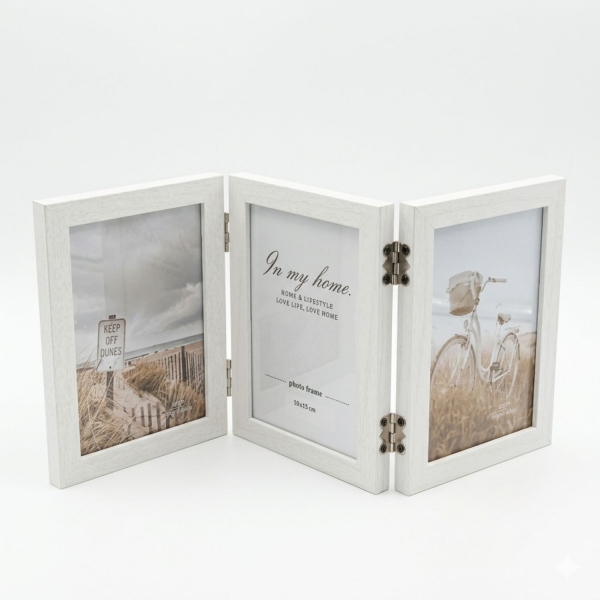 Porta-Retrato Triplo Articulado Wood Trio 10x15