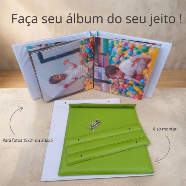 Estojo com Álbum 15x21 ou 20x25 Montável Verde Linha Quality