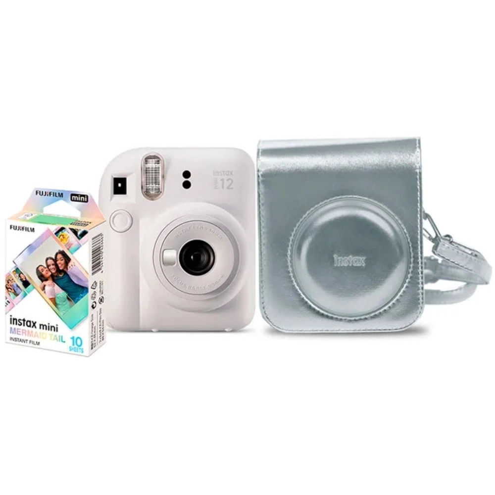Kit Camera Instax Mini 12 com 10 fotos e Bolsa Exclusiva - Branco