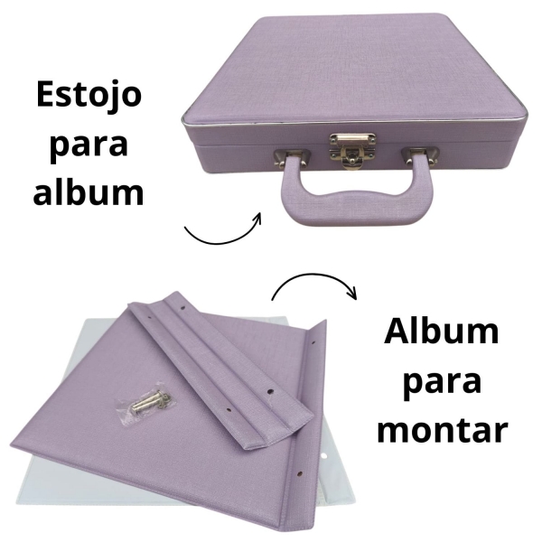 Estojo com Álbum 15x21 ou 20x25 Montável Lilas Linha Quality