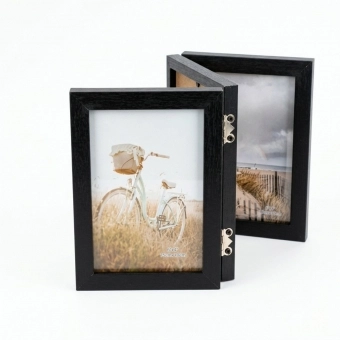 Porta Retrato Triplo Articulado Wood Trio 10x15